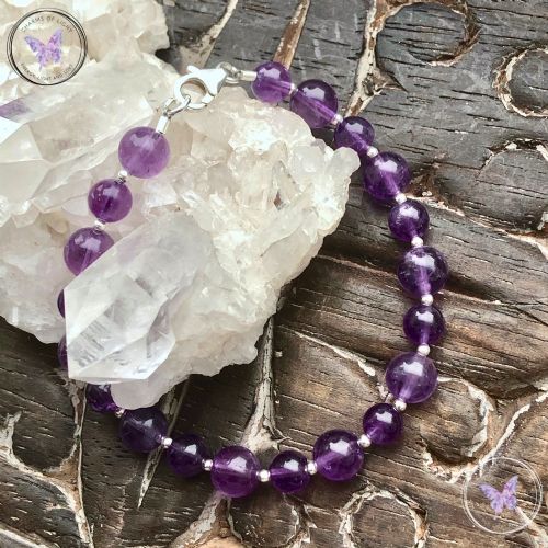 Amethyst & Silver Bead Bracelet